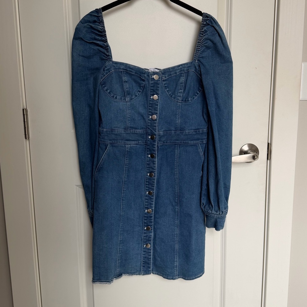 Denim Button-Front Mini Dress